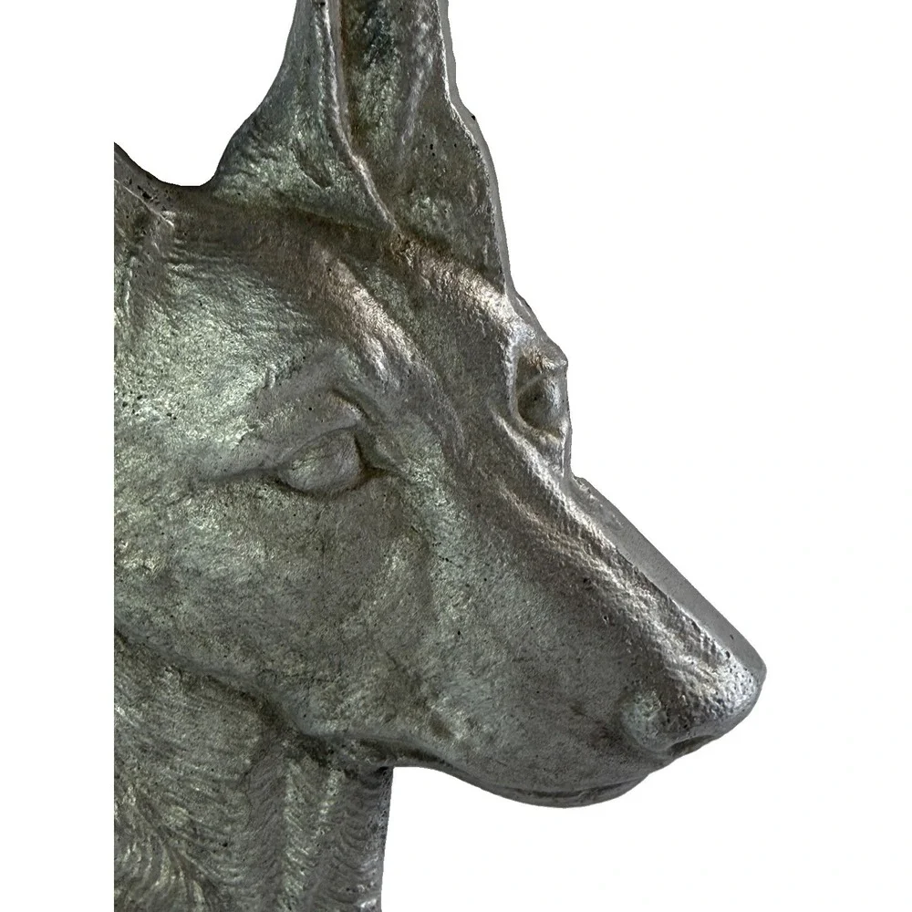 Vintage Heavy Cast Aluminum Pharaoh Hound Dog Head Wall Plaque Maltese Greyhound